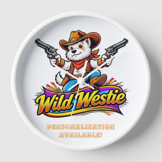 🐶 Original Design Westie Hund Cowboy Uhr (Vorderseite)