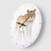 Original Drawing Tiger Year Birthday RWC2 Große Wanduhr (Winkel)