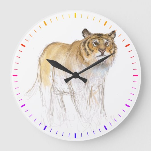 Original Drawing Tiger Year Birthday RWC2 Große Wanduhr (Vorderseite)