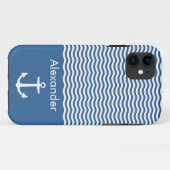 Original elagischer Navy Striped Nautical Anchor Case-Mate iPhone Hülle (Rückseite (Horizontal))