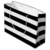 Original Elegantes Schwarz-Weiß-Muster Große Geschenktüte (Rückseite Schrägansicht)