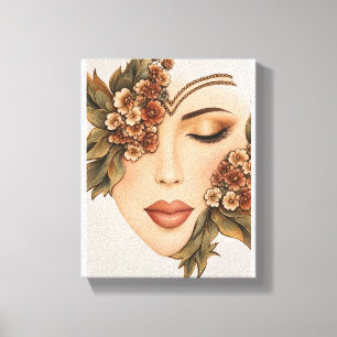 Original Erdige Florale Frauenporträt-Kunstprint Leinwanddruck