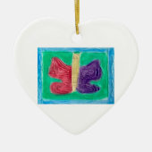Original Farbenfrohe Schmetterling, junge Künstler Keramik Ornament (Vorne)