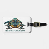 Original Florida Mann mit Alligator Gepäckanhänger (Vorderseite horizontal)