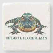 Original Florida Mann mit Alligator Steinuntersetzer (Vorderseite)
