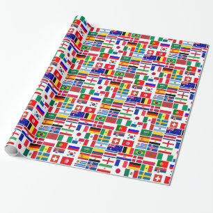 Original FOOTBALL SOCCER TEAM FLAGS 2018 Muster Geschenkpapier