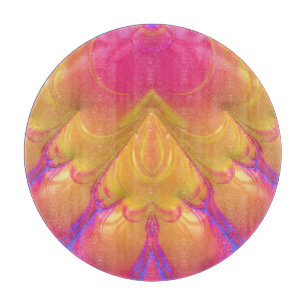 Original-Fraktal Design 3D Rosa, Gelb und Blau Schneidebrett