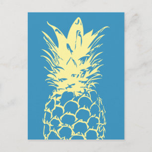 Original Gelbes Ananas blaues Design Postkarte
