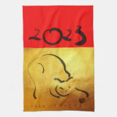 Original Gemälde Katze Vietnamesisch Neujahr 2023  Geschirrtuch (Vertikal)