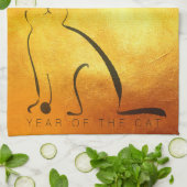 Original Gemälde Katze Vietnamesisch Neujahr 2023  Geschirrtuch (Gefaltet)