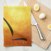 Original Gemälde Katze Vietnamesisch Neujahr 2023  Geschirrtuch (Viertel Falte)