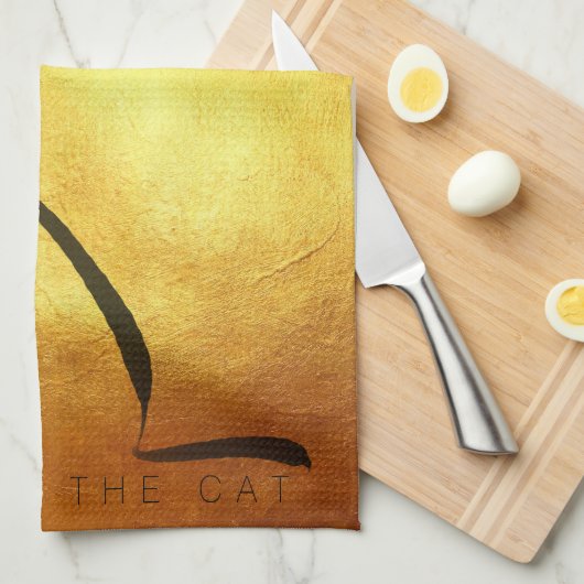 Original Gemälde Katze Vietnamesisch Neujahr 2023  Geschirrtuch (Viertel Falte)