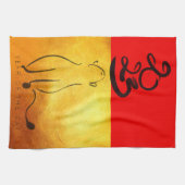 Original Gemälde Katze Vietnamesisch Neujahr 2023  Geschirrtuch (Horizontal)