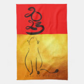 Original Gemälde Katze Vietnamesisch Neujahr 2023  Geschirrtuch (Vertikal)