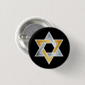 Original goldsilberne Star des David-Symbols Button (Vorne & Hinten)