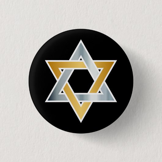 Original goldsilberne Star des David-Symbols Button (Vorderseite)