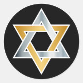 Original goldsilberne Star des David-Symbols Runder Aufkleber (Vorderseite)
