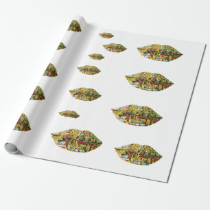 ORIGINAL Gustav Klimt Der Kuss inspiriert Lips PAP Geschenkpapier