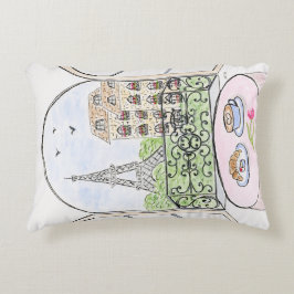Original Hand gemalt Whimsical Paris Eiffel Tower Dekokissen
