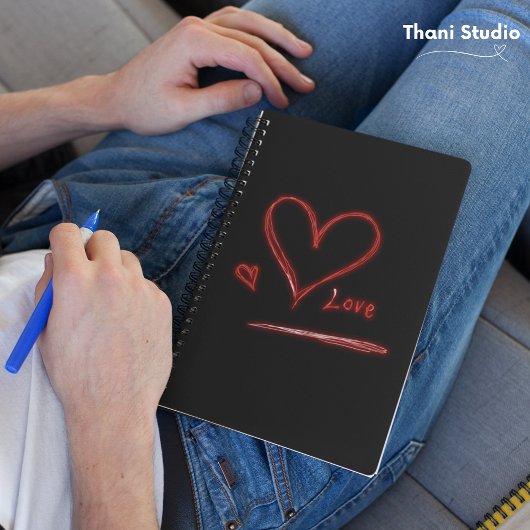 Original Hand Gezeichnet Liebe Herz Modernes Minim Notizblock