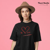 Original Hand Gezeichnet Liebe Herz Modernes Minim T-Shirt