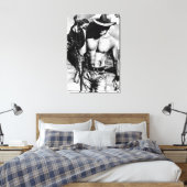 Original Hand gezeichnet sexy Cowboy Mann Leinwanddruck (Insitu (Schlafzimmer))