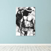 Original Hand gezeichnet sexy Cowboy Mann Leinwanddruck (Insitu (Holzboden))