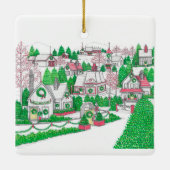 Original Hand gezeichnete Weihnachtsdorf Ornament (Rückseite)