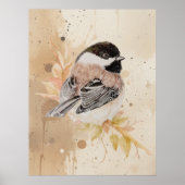 Original Hand painted Watercolor Chickadee Bird Poster (Vorne)