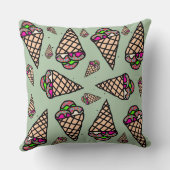 Original Hand zeichnend Kawaii Eiscreme grün Kissen (Rückseite)