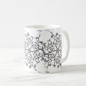 Original handgemalt Schwarz & Weiß Kaffeetasse (VorderseiteRechts)
