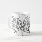 Original handgemalt Schwarz & Weiß Kaffeetasse (Vorderseite Links)