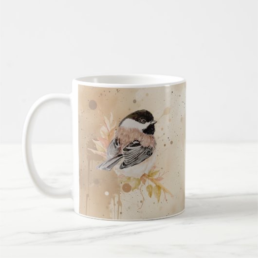 Original handgemaltes Wasserfarbenbild mit Meise Kaffeetasse (Links)