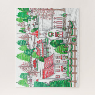 Original handgezeichnetes vintage Ferienpuzzle Puzzle