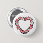 Original Heart of cross-stitch red rose flowers Button (Vorne & Hinten)
