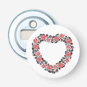 Original Heart of cross-stitch red rose flowers Flaschenöffner