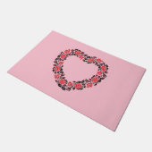 Original Heart of cross-stitch red rose flowers Fußmatte (Schrägansicht)