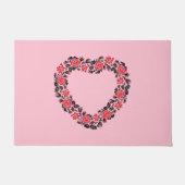 Original Heart of cross-stitch red rose flowers Fußmatte (Vorderseite)