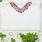 Original Heart of cross-stitch red rose flowers Küchentuch (Gefaltet)