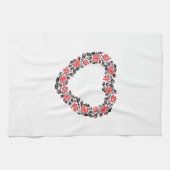 Original Heart of cross-stitch red rose flowers Küchentuch (Horizontal)