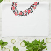 Original Heart of cross-stitch red rose flowers Küchentuch (Gefaltet)