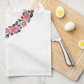 Original Heart of cross-stitch red rose flowers Küchentuch (Viertel Falte)