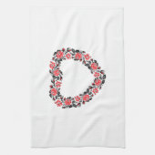 Original Heart of cross-stitch red rose flowers Küchentuch (Vertikal)