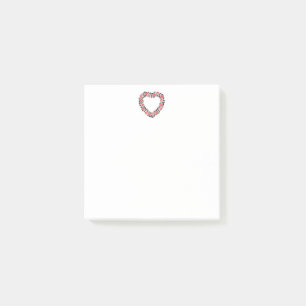 Original Heart of cross-stitch red rose flowers Post-it Klebezettel