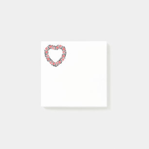 Original Heart of cross-stitch red rose flowers Post-it Klebezettel