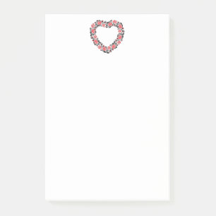 Original Heart of cross-stitch red rose flowers Post-it Klebezettel