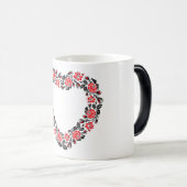 Original Heart of cross-stitch red rose flowers Verwandlungstasse (VorderseiteRechts)