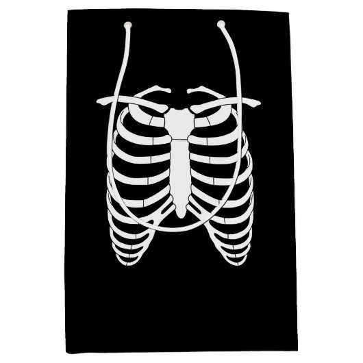 Original Horror Rib Käfig eines Skeletts Halloween Mittlere Geschenktüte (Vorderseite)