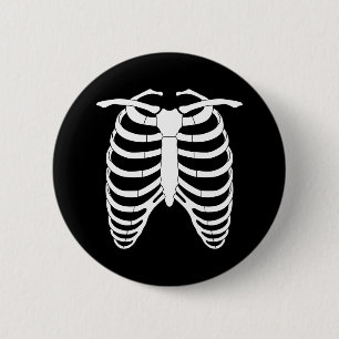 Original Horror Ribcage eines Skeletts Halloween Button