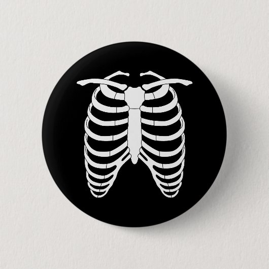 Original Horror Ribcage eines Skeletts Halloween Button (Vorderseite)